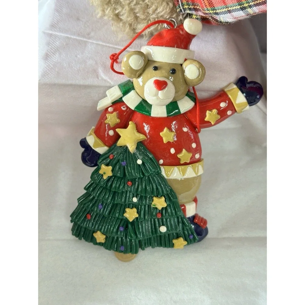 Kurt Adler Holly Bearies Teddy Bears Vintage Lot of 3 Bears One Modern Christmas